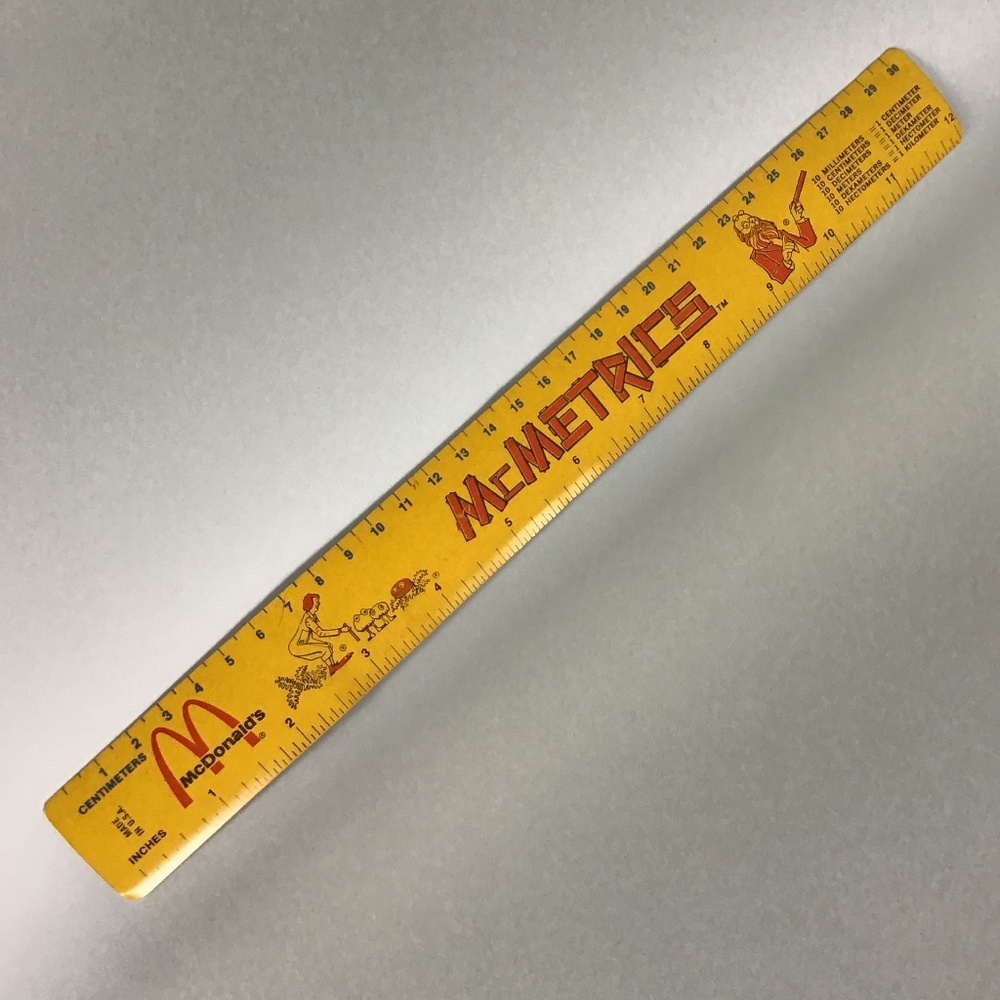 Vintage McDonald’s Ruler McMetrics Metal Collectable Yellow Red
